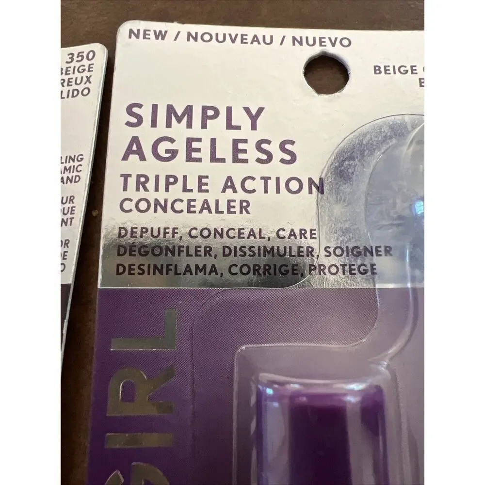 Lot (2) Covergirl Simply Ageless Triple Action Concealer‎ #350 Warm Beige